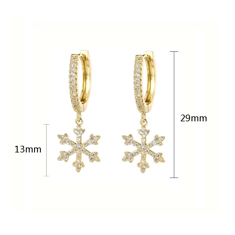 1 Pair cubic zircon Cute Snowflake Earrings Crystal Gold Sliver Color Small Hoop Earings For Women Jewellery