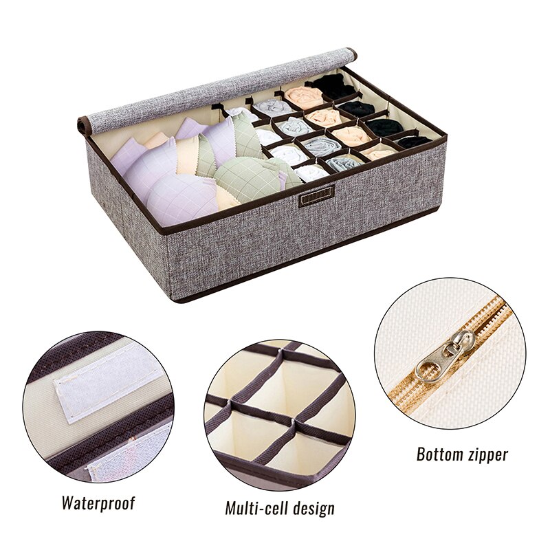 Oxford Doek Ondergoed Opbergdoos Sokken Bras Sjaals Banden Container Met Deksel Lades Divider Dozen Slaapzaal Kledingkast Organizer