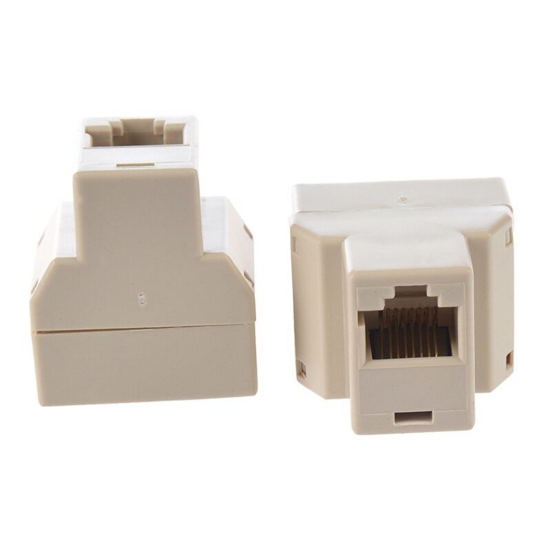 2 Pcs 3 Way RJ45 LAN Network Ethernet Splitter Connector khaki: Default Title