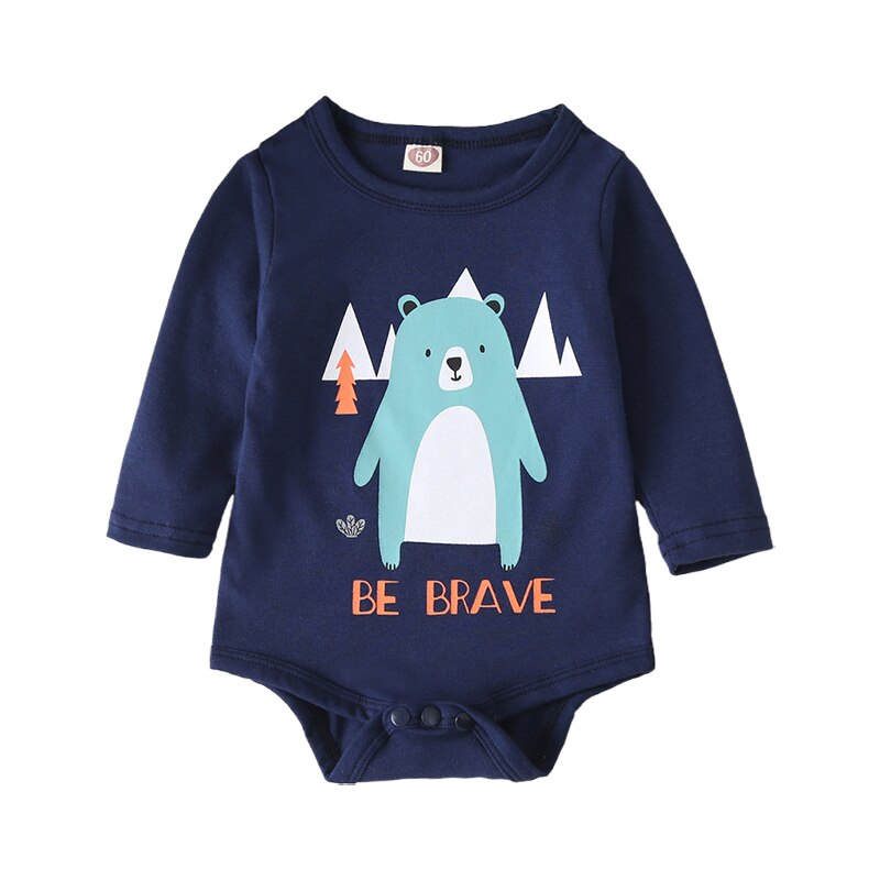 Nwe-peleles para bebé recién nacido, ropa para niño y niña, mono de algodón de manga larga con estampado de oso, mono de una pieza informal