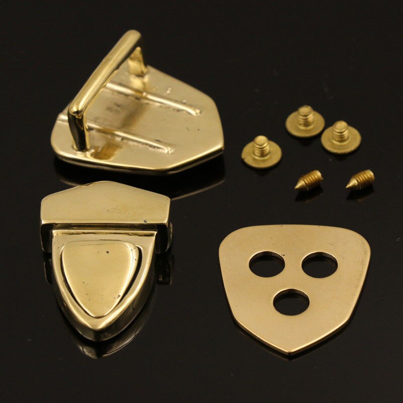 Solid Brass Metal Tuck Lock Push Lock Closure Catch Clasp Buckle Fasteners for Leather Craft Bag Case Handbag Purse Briefcase