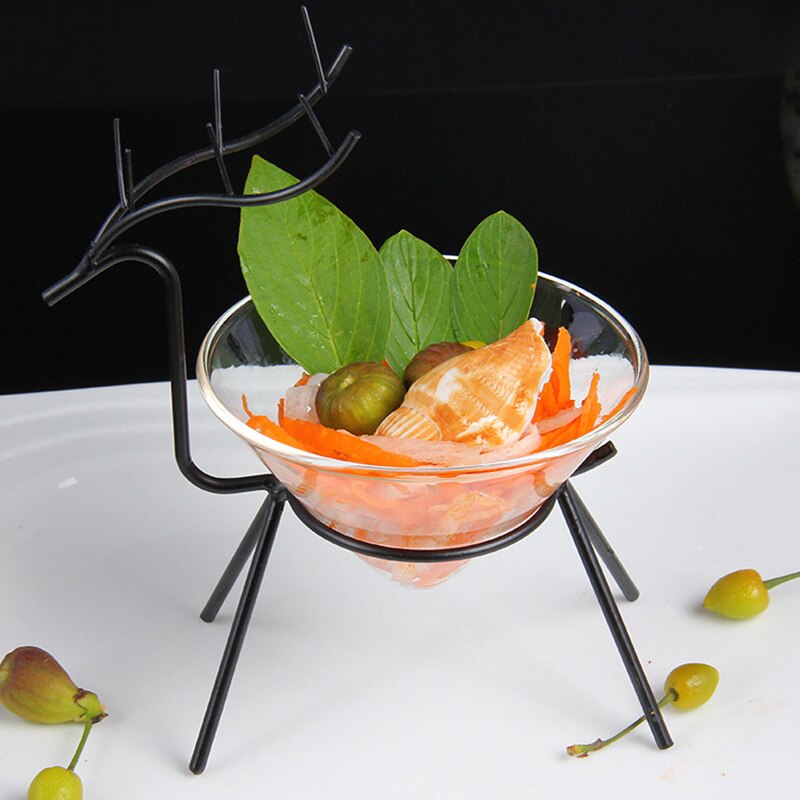 Tigela de vidro transparente ferro forjado prateleira cozinha irregular utensílios de mesa barra sushi bandeja artística especialidade cozinhar utensílio 1pcs