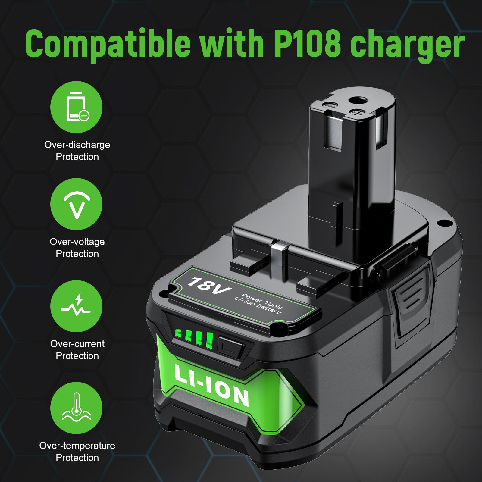Voor Roybi P108 Batterij 6000mAh Met 6A Dual Charger Vervangende Batterij Voor Roybi 18V EEN Systeem P102 P103 P104 P105 P107 P109