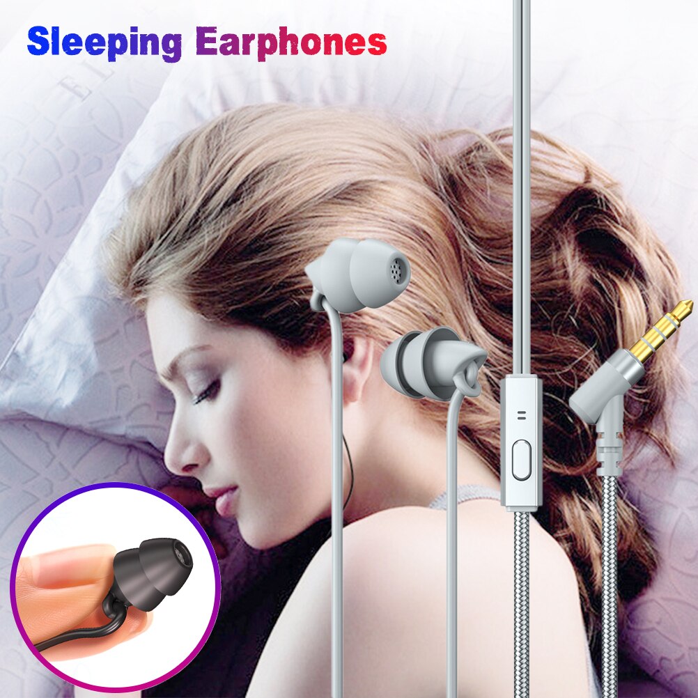 Schlaf-ohrhörer, kabelgebundene kopfhörer mit mikrofon, bassklang, 3.5mm in-ear-ohrhörer, leichtes headset mit geräuschunterdrückung