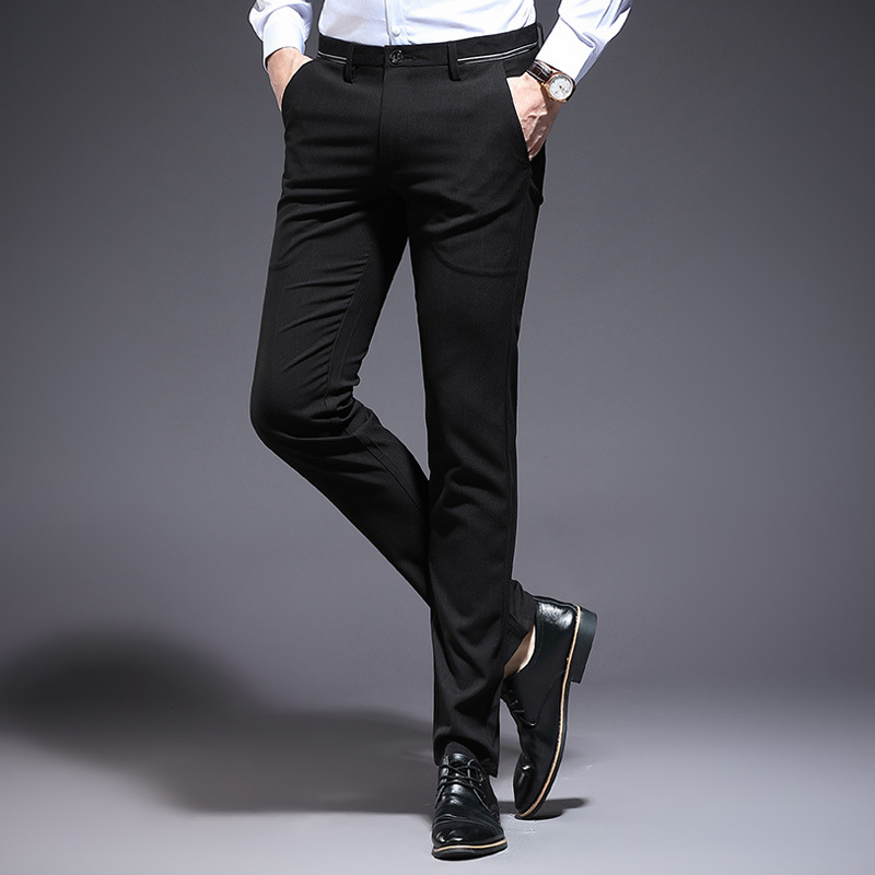 Summer Men Dress Pants Casual Business Black Plaid... – Grandado