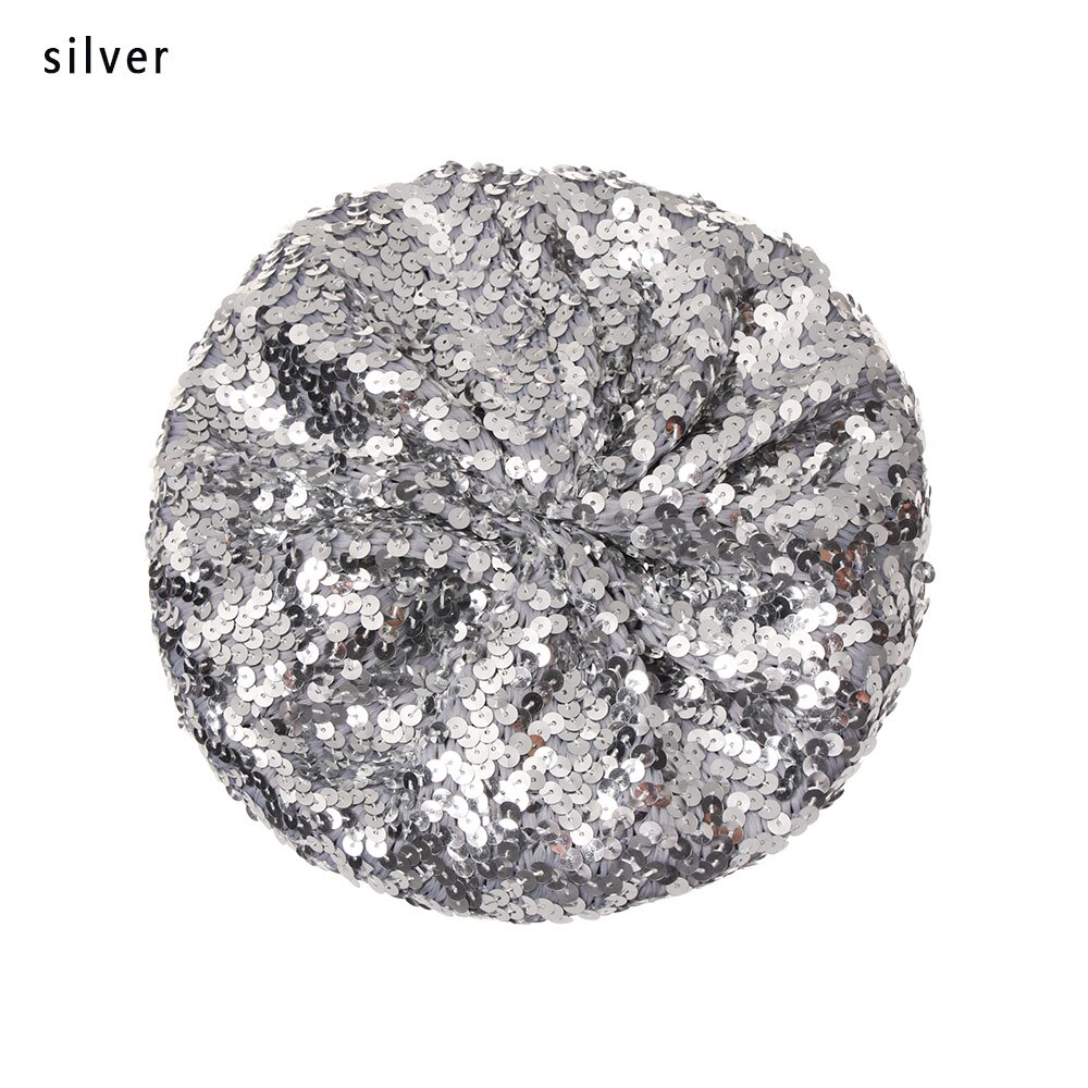Kvinder pailletter hat skinnende kostume jazz glitter dans baret rund kasket dame tilbehør hue baret hat britisk stil: Sølv