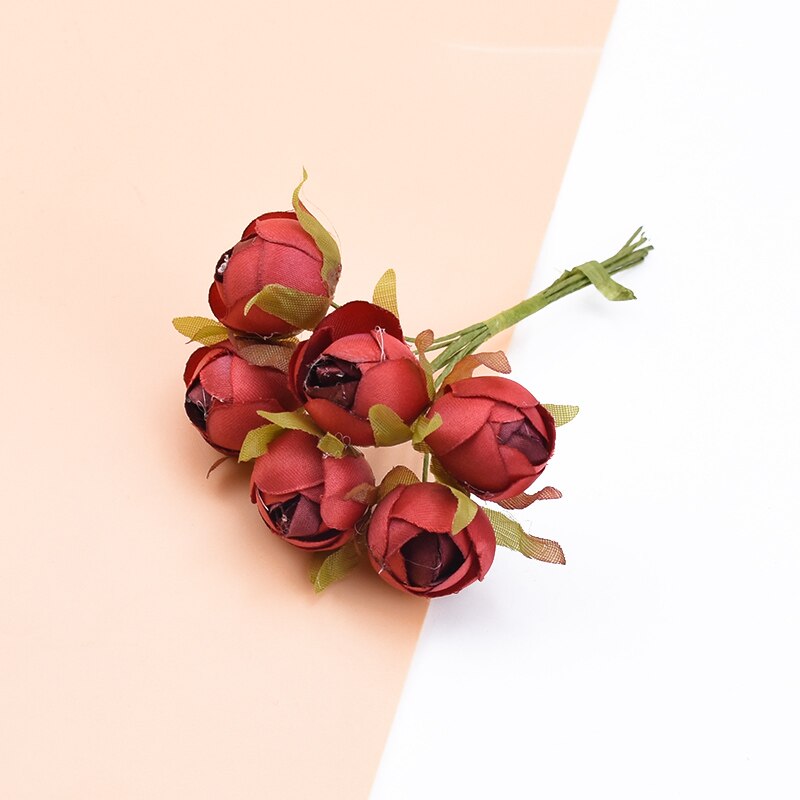 6 piezas ramo multicolor rosas de seda jarrones para decoración del hogar boda flores decorativas al por mayor guirnalda de Navidad álbum de recortes: 7