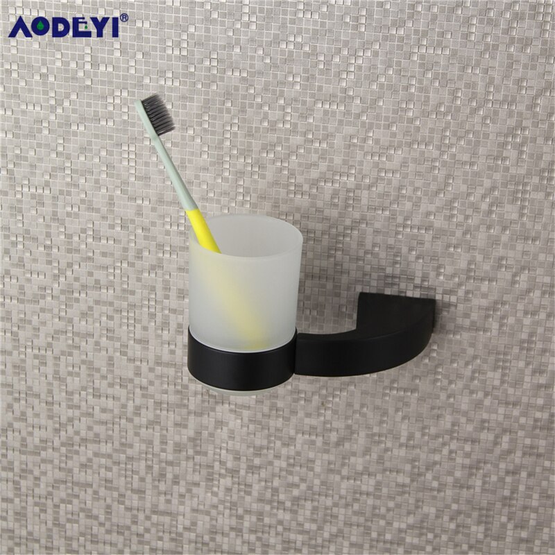 Aodeyi sort badeværelse tilbehør kappe krog håndklæde bar ring papirholder sæbeskål toiletbørste holder bad hardware sæt sæt