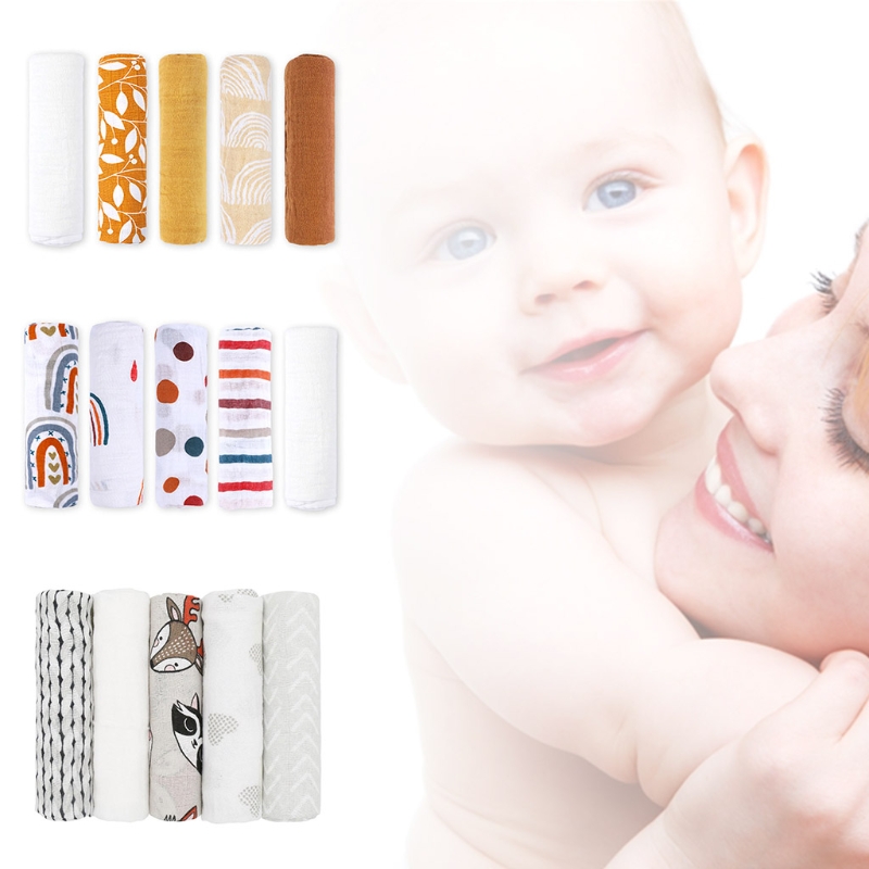 57ee 5 babytvättlappar badhanddukar näsdukar bomullsdukar mjuka absorberande tvättlappar för dagis