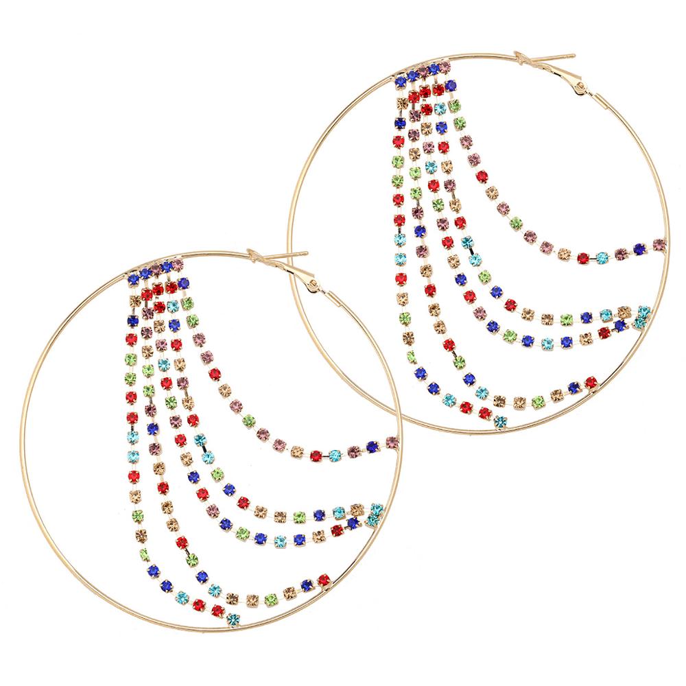 Overdrevet rhinestone big hoop øredobber for kvinner smykker bohemian statement øredobber tilbehør