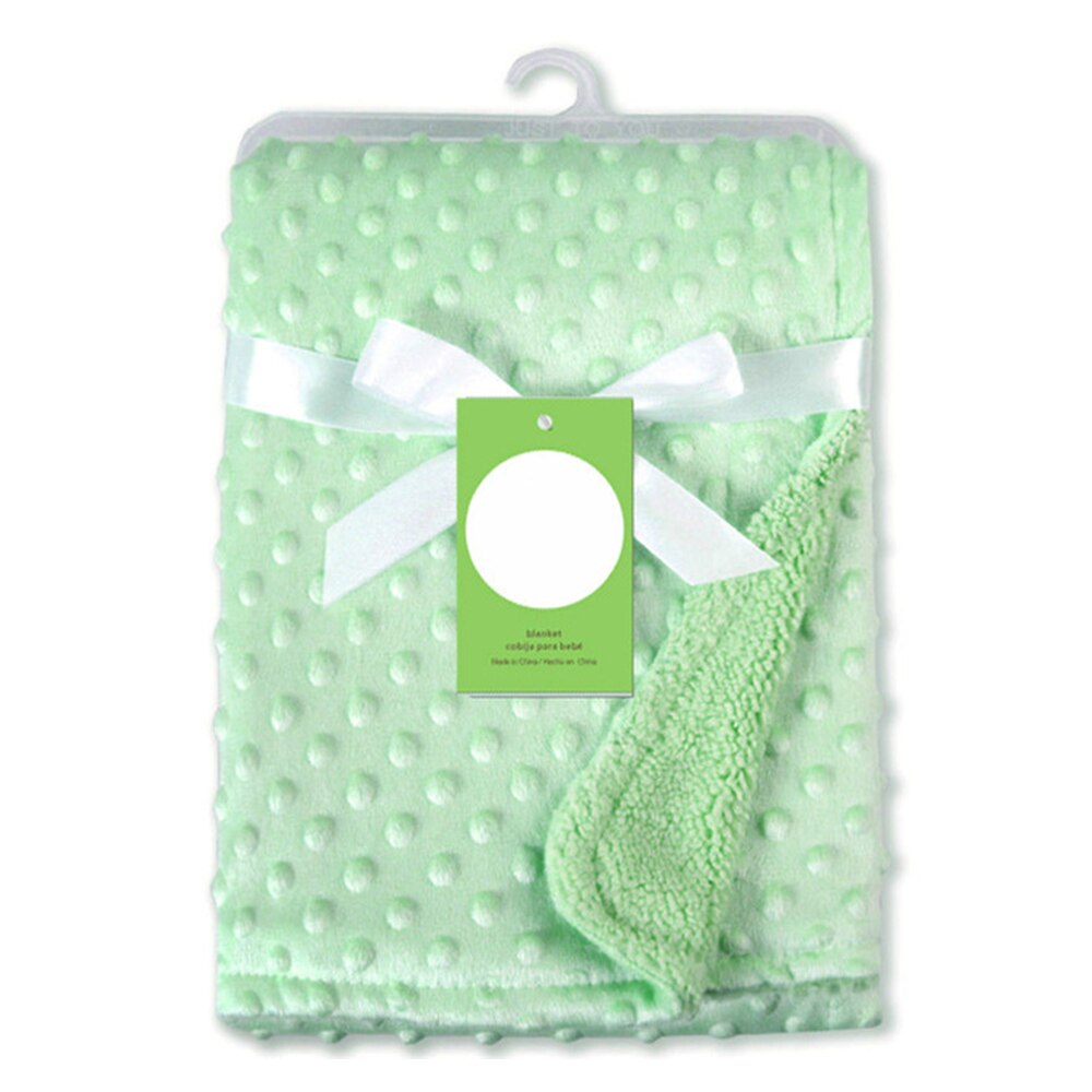 Baby Blanket Swaddling Newborn Thermal Soft Fleece Blanket Winter Solid Bedding Cotton Quilt Infant Swaddle Wrap: green