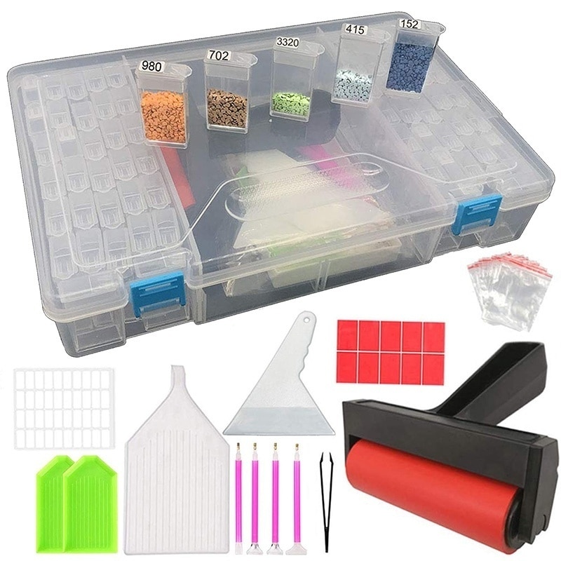 5D Diamonds Painting Tools and Accessories Kits with Diamond Painting Roller and Diamond Embroidery Box for Adults or Kids