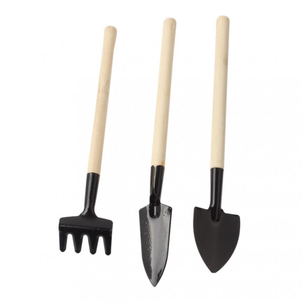 3 Stks/partij Mini Tuingereedschap Kleine Schop Hark Spade Houten Handvat Metal Head Tuingereedschap Kleine Mini