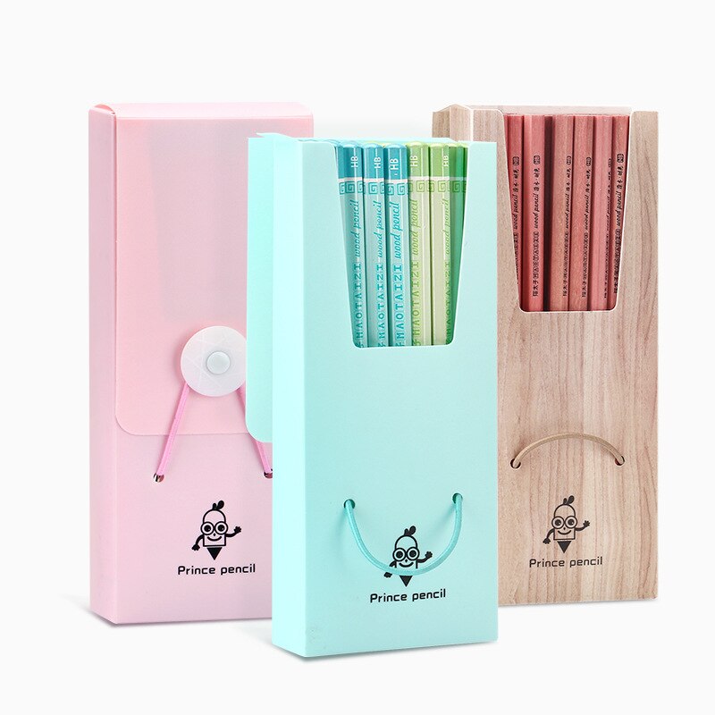 36 PCS/Box Colorful Wooden HB Pencil Standar With Pencil Case Stationery Pencil Drawing Painting Writing School Office