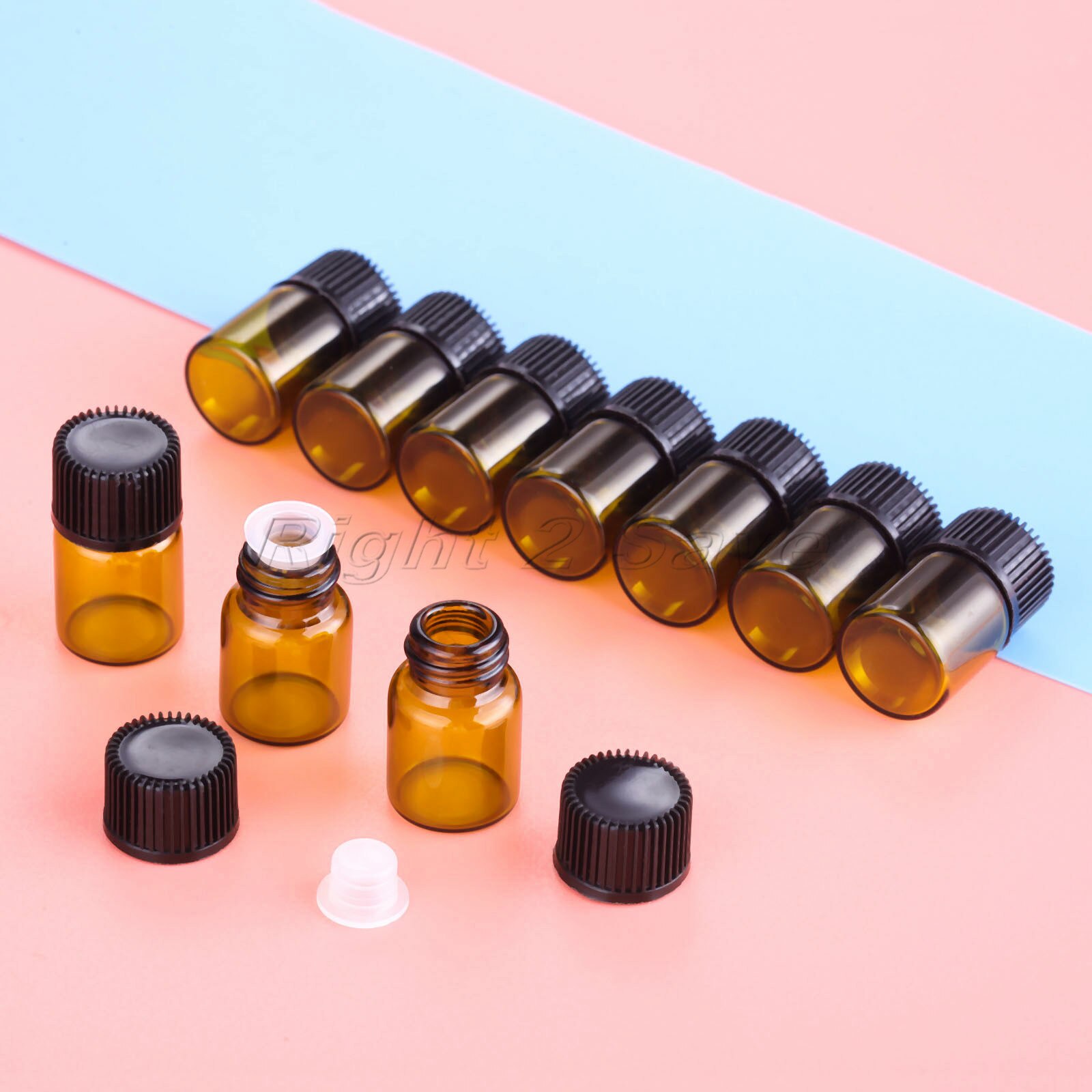 10pcs Essential Oil Glass bottles 1ml 2ml 3ml 4ml 5ml vegetable oil Essence Storing Aromatherapy black Cap Perfume Amber Vial: 2ml