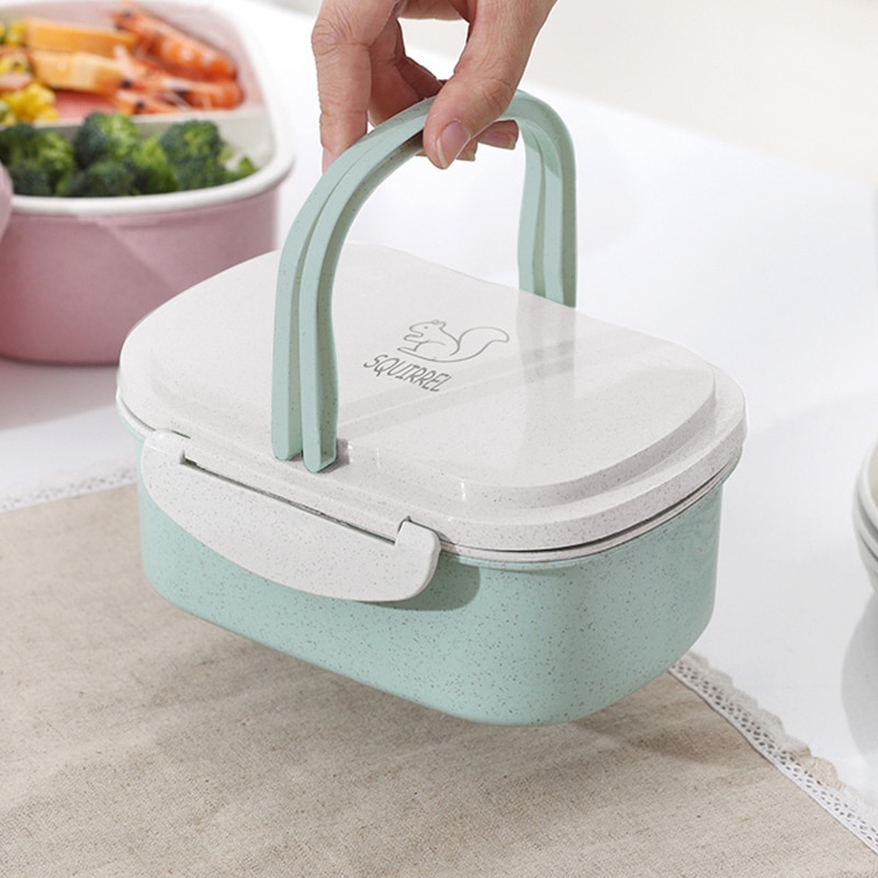 Caja de microondas Bento japonesa a prueba de fugas para cocina, caja de paja de trigo, caja para almuerzo de niños, fiambrera Bento para niños, bolso para guardar comida 1 pz
