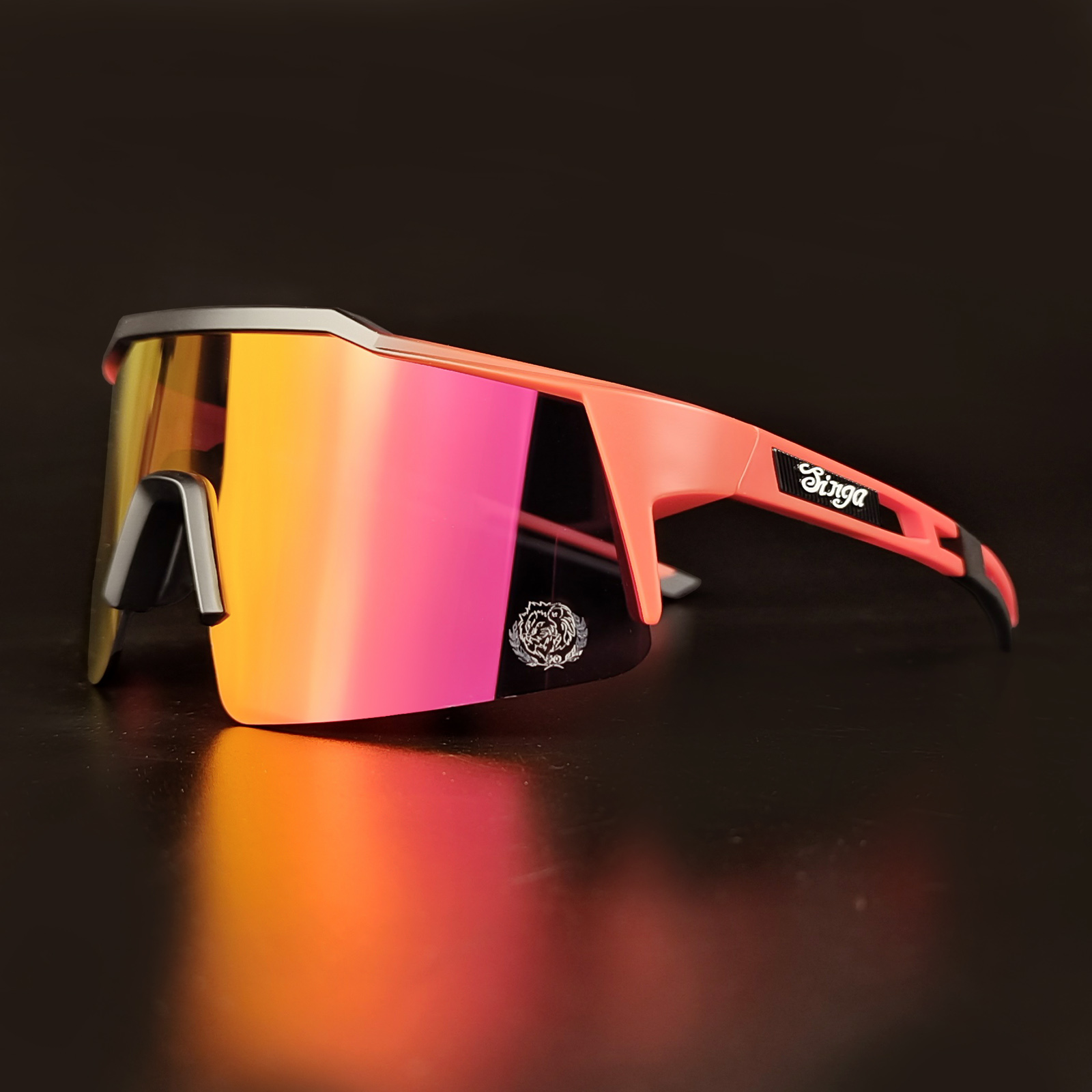 Cykelsolglasögon utomhussporter cykelglasögon polariserade glasögon män kvinnor mountainbike racercykel cykelglasögon solglasögon: Orange / Grön