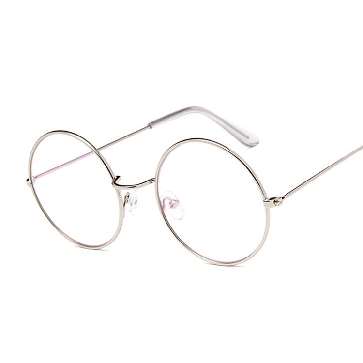 Neue Frauen Gläser Rahmen Frauen Männer Rosa Brillen Rahmen Jahrgang Runde Klare Linse Gläser Optische Spektakel Rahmen: Silber- Trans