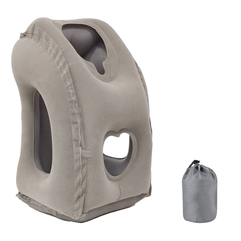 Almohada inflable cojín de aire almohada de viaje reposacabezas soporte para la barbilla cojines para avión Coche Oficina descanso cuello almohadas de siesta: Gray