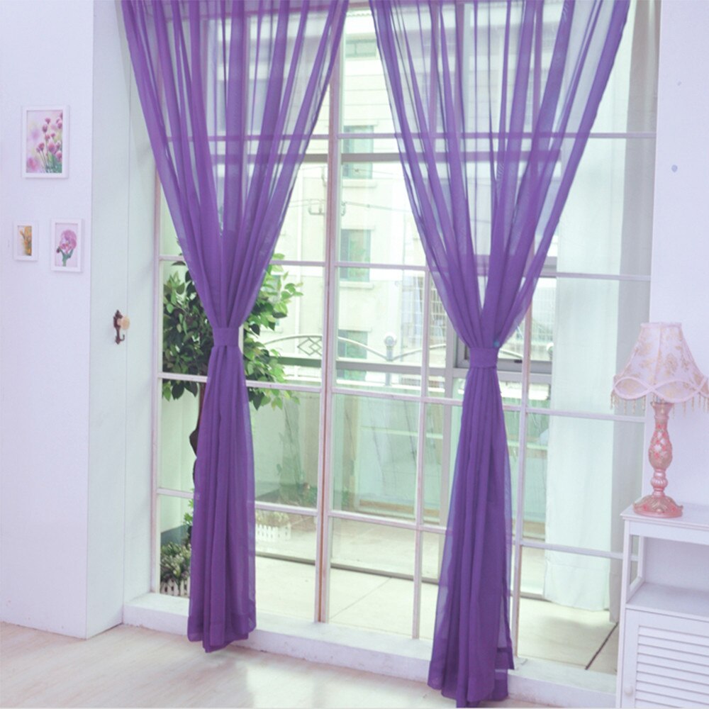 1 PCS Pure Color Tulle Door Window Curtain Drape Panel Sheer Scarf Valances Modern Voile 200cm x 100cm #/7.7