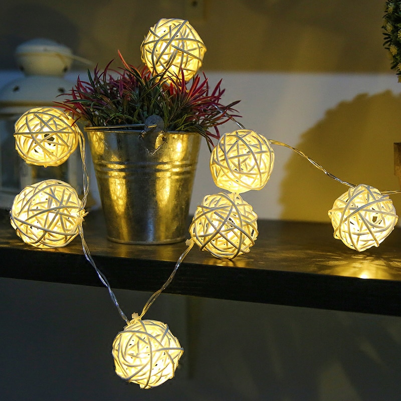 20 40 LED String Lights Rotan Ballen Garland Bruiloft Decoratie Kerstverlichting Fairy Light String Voor Outdoor