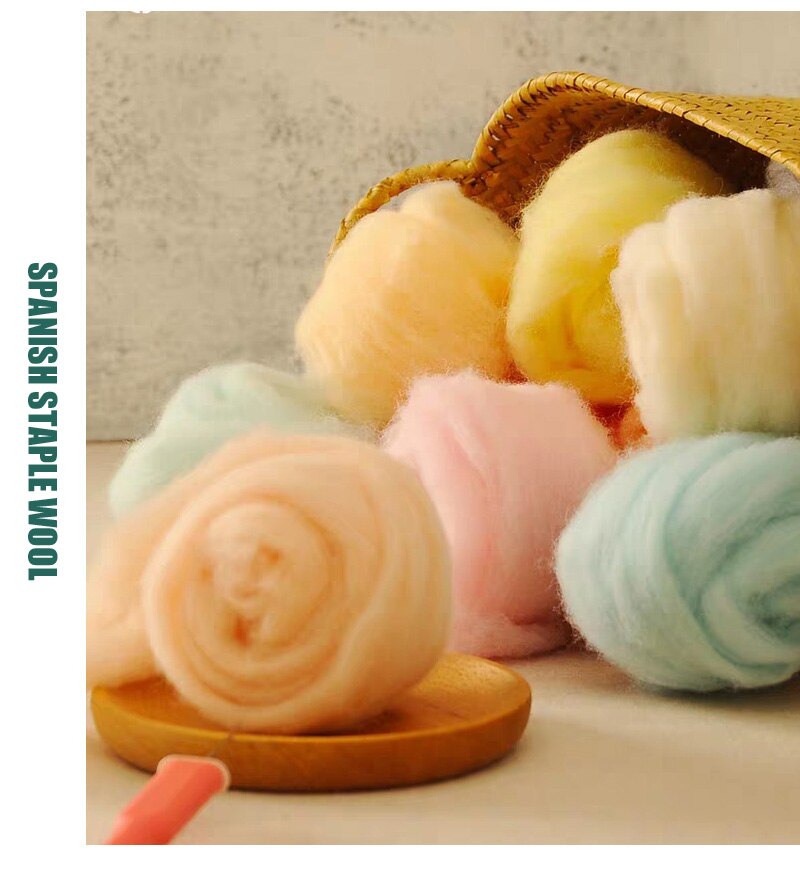 63 farger spansk stift ull nålfilting roving ull nål tovet raskt lett å forme 50g/100g/150g/200g/300g til valg
