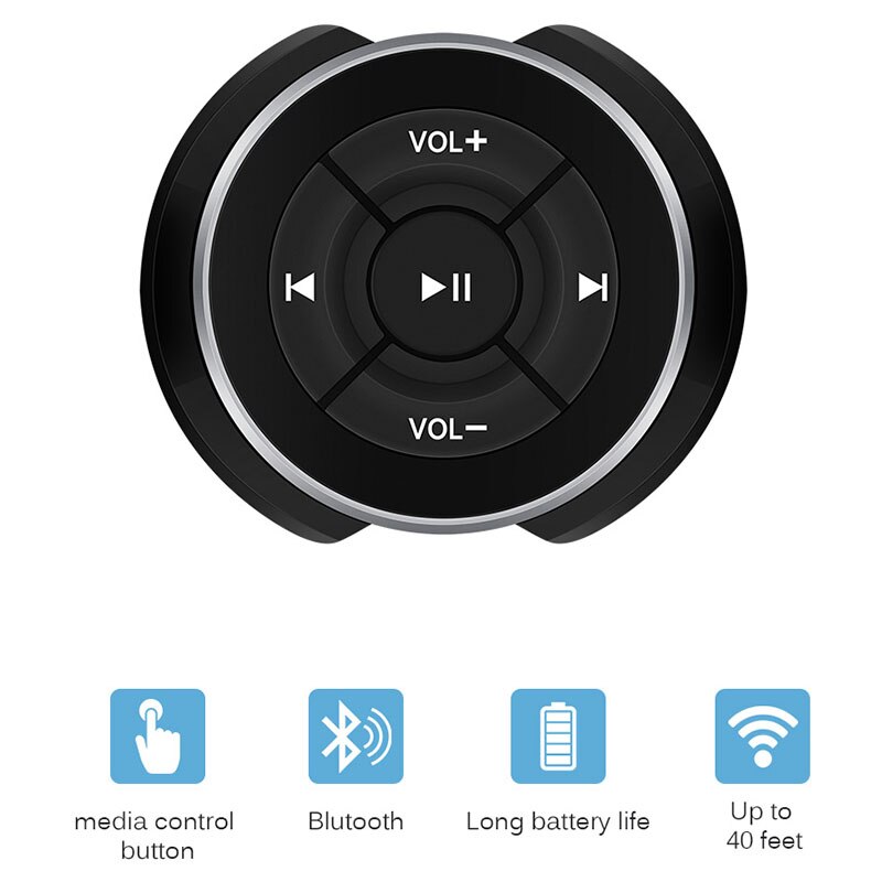 Draadloze Bluetooth Afstandsbediening Auto Stuurwiel Motorcycle Fietsstuur Media Knop Voor Iphone Voor Samsung Android Telefoon
