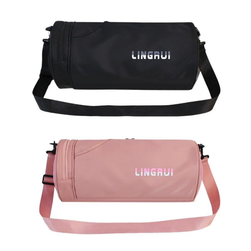 Nylon Women Men Travel Sports Gym Shoulder Bag Large Waterproof Nylon Handbags Black Pink Color Outdoor Sport Bags