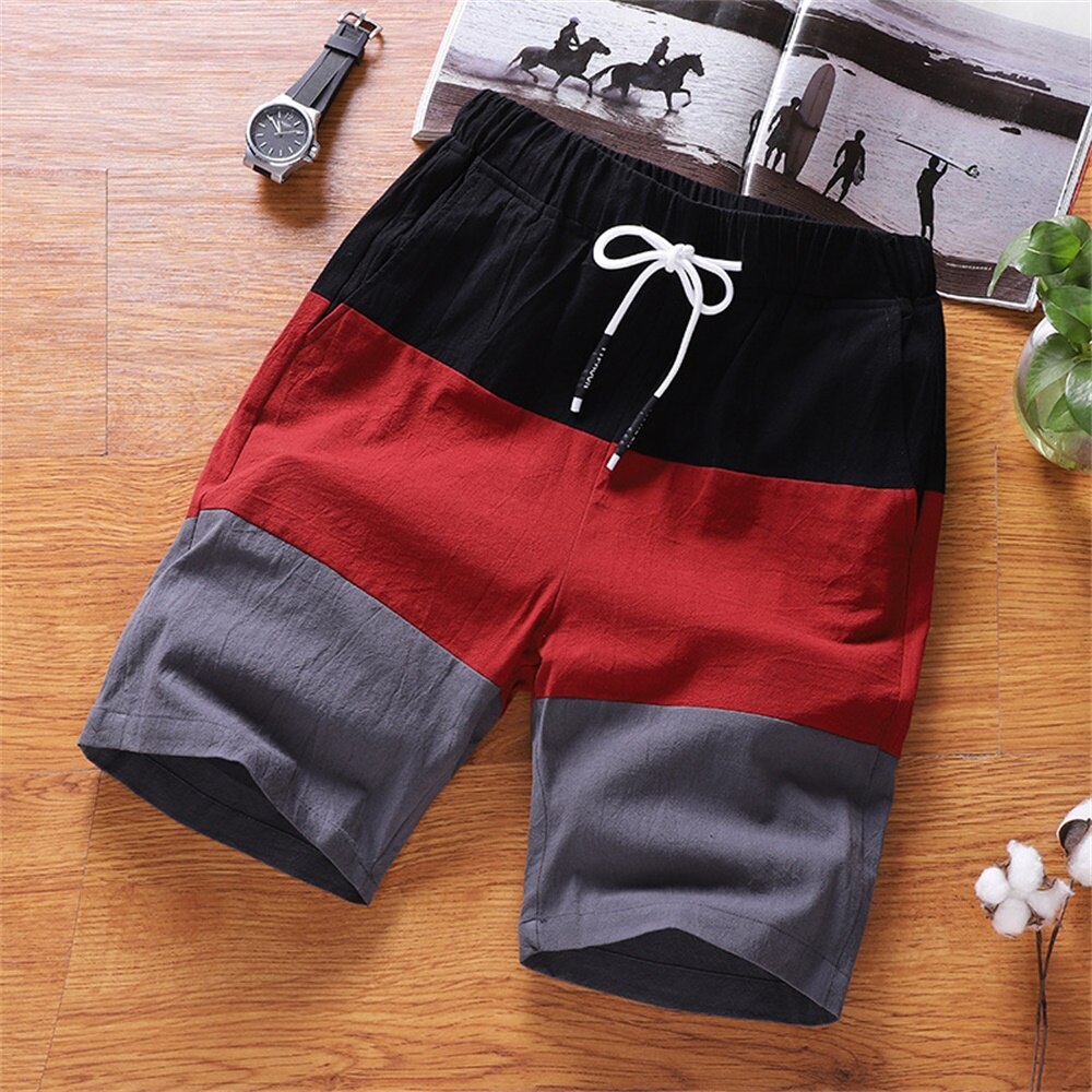 Men's Summer Quick-Drying Fashionable Atmosphere Comfortable Beach Shorts Simple Tide Brand: Red / XXXL