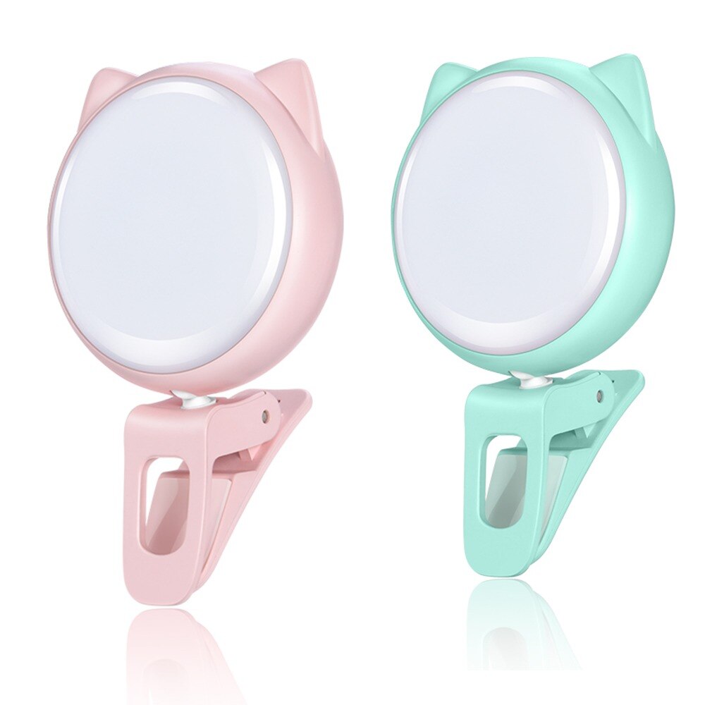 Flash lys bærbar mobiltelefon 32 leds selfie lampe lysende ring cat eye form flash led kamera telefon forbedre fotografering