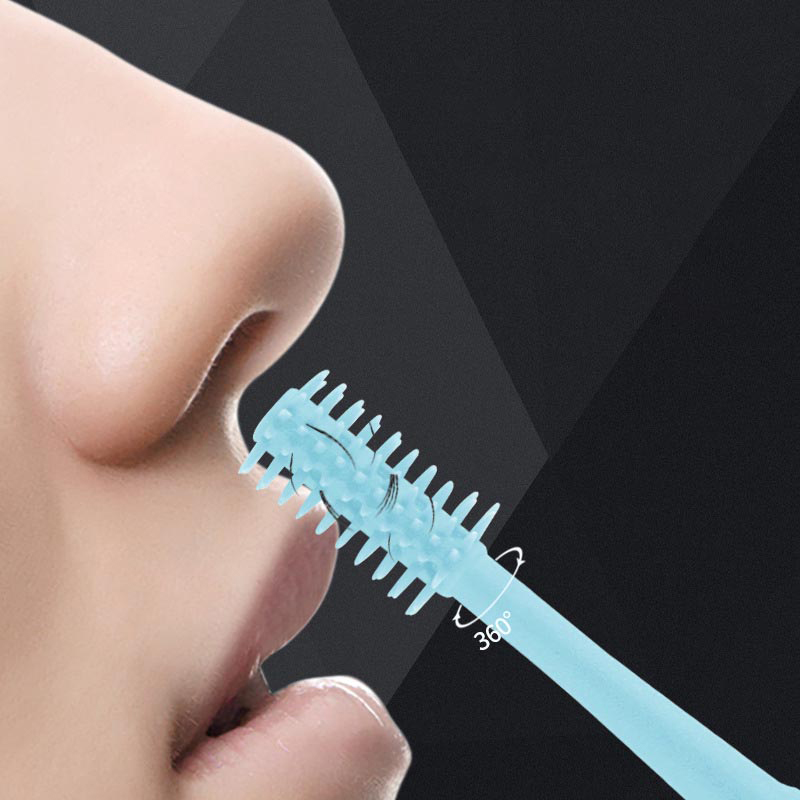 1Pcs Nose Hair Cleaner Double Head Removal Trimer Brush Stainless Steel Nose Hair Trimming Scissors