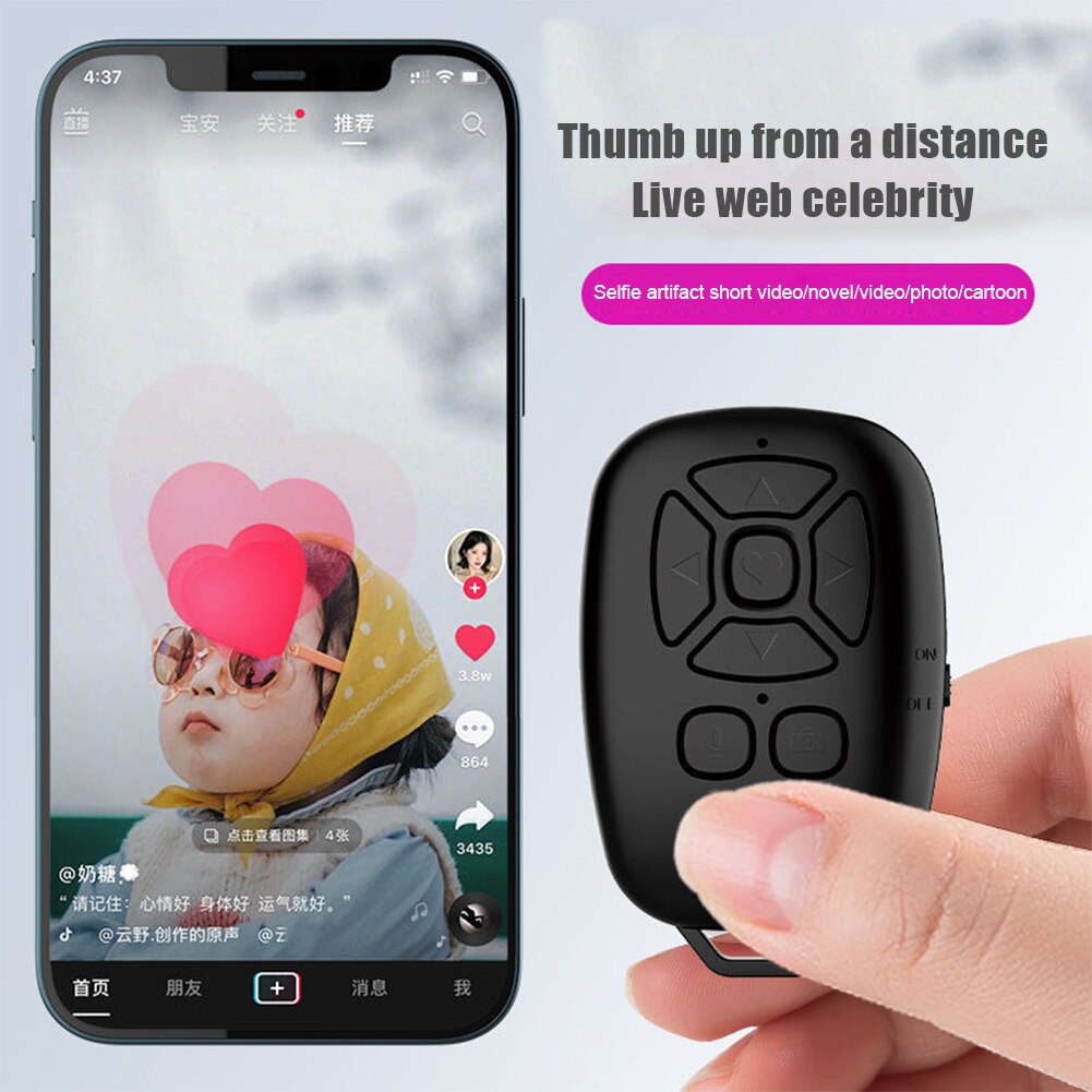 Universal- praktisch Selfie Geschmack D1 Bluetooth-kompatibel Fernbedienung Kamera Verschluss Seite Drehen für E-Buchen