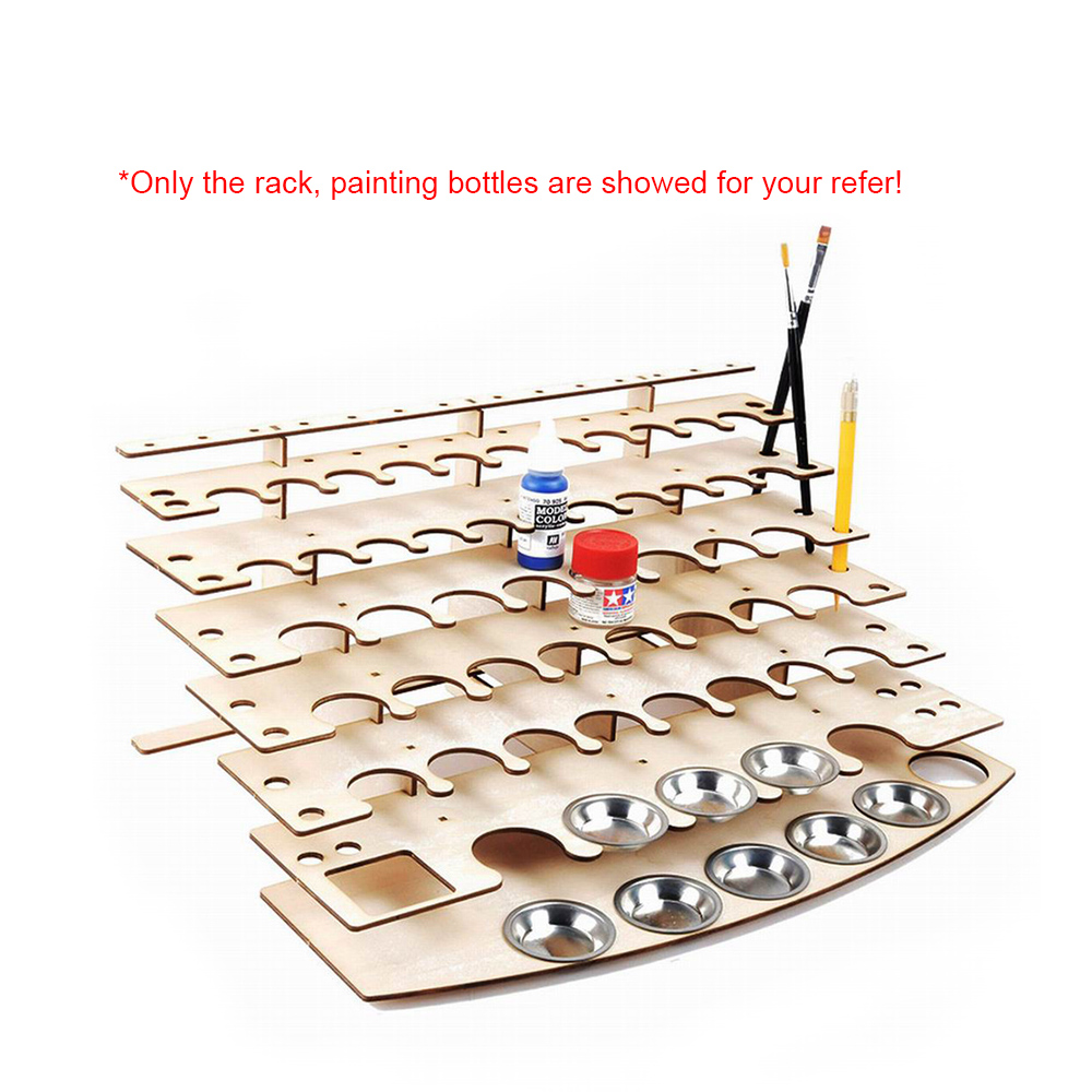 Estante de madera para pintura, soporte de almacenamiento para botellas de tinta de pintura, organizador de pigmentos, soporte para pinturas, pinceles, soporte para herramientas
