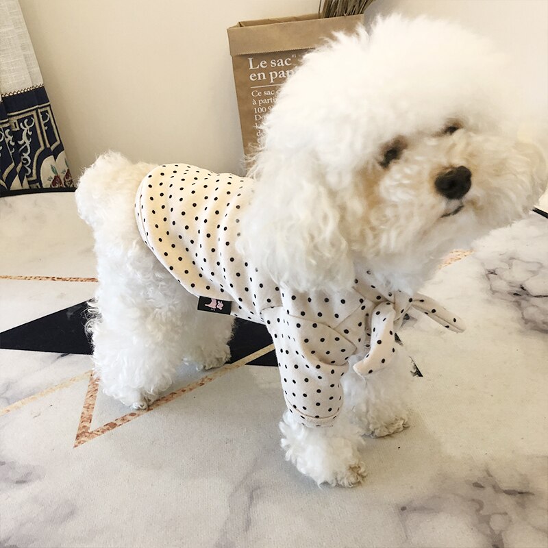 Camiseta con lunares para perro, ropa para perro, camisa para gato y cachorro, ropa para Yorkshire Pomeranian maltés, Bichon Poodle, otoño y primavera