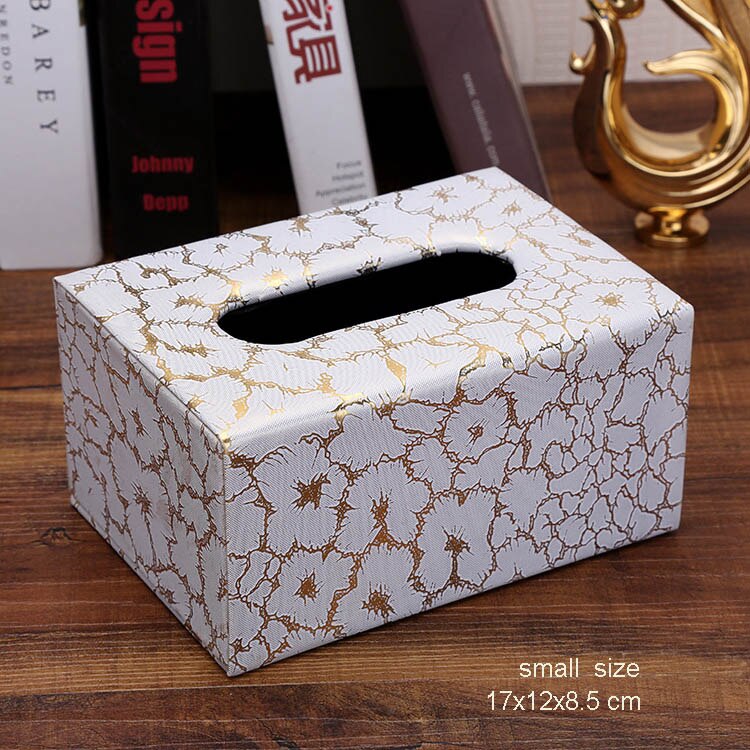 Pu en houten rechthoekige verwijderbare thuis auto tissue box deksel zakdoekendoos auto papier opbergruimte thuis bruiloft decoratie 527: Kleine kunst wit