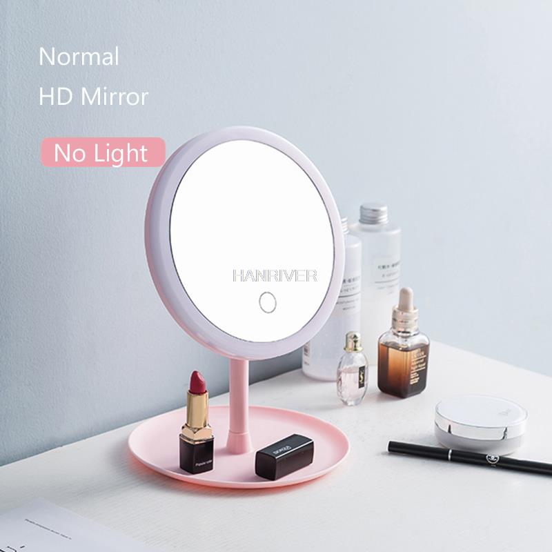 LED Makeup Mirror Backlit Circle Light Vanity Natural White Cosmetic Folding Adjustable Touch Screen Mirror Storage Base 3 Modes: Mirror without Light