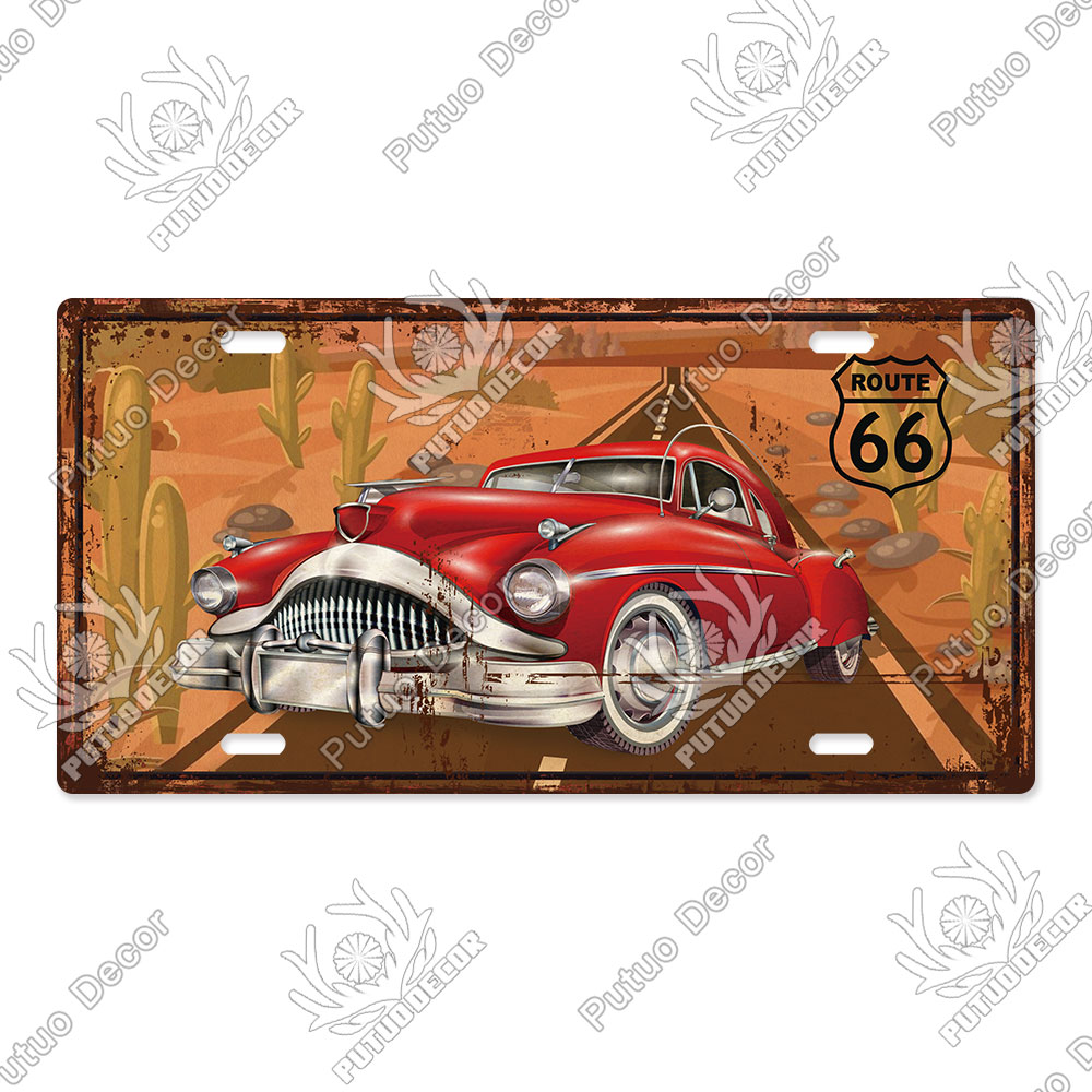 Putuo Decor-placa de matrícula Route 66, letrero de Metal Vintage para Bar, Pub, Gasolinera, garaje, hombre, cueva, decoración de pared del hogar: LP2614