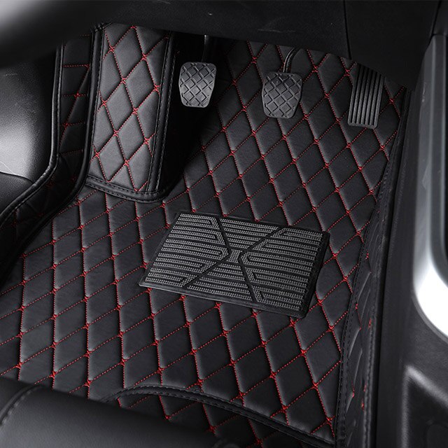Flash Mat Lederen Auto Vloer Mat Voor Mitsubishi Alle Modellen Outlander Pajero Grandis Asx Pajero Sport Lancer Galant Lancer- ex Voet: 1 Piece black red