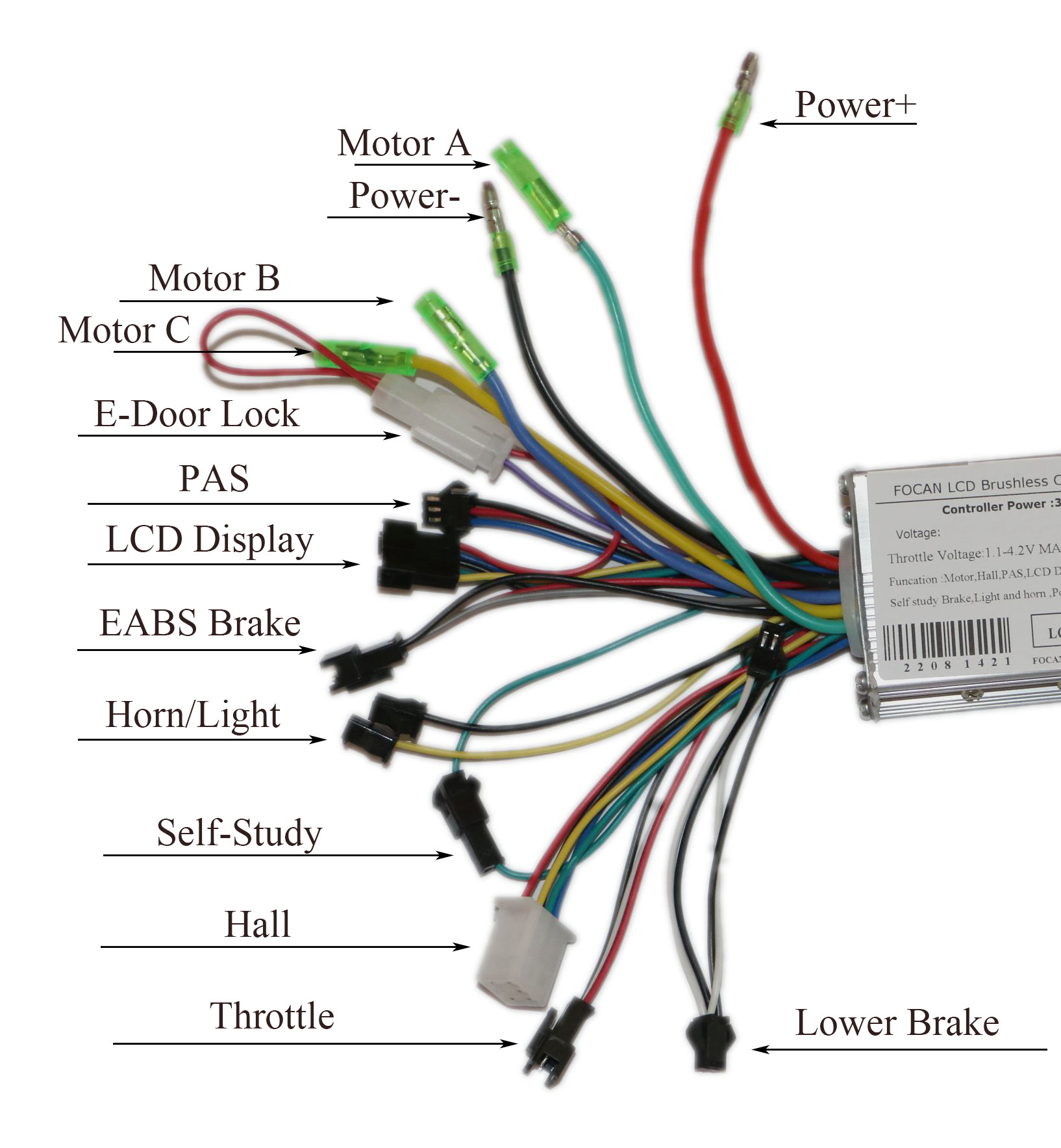 Elektrische Scooter Ebike Dc Borstelloze Motor Controller Lcd-Display Foca 24V 36V 48V En06 Colour Scherm Meter Met Usb Fo