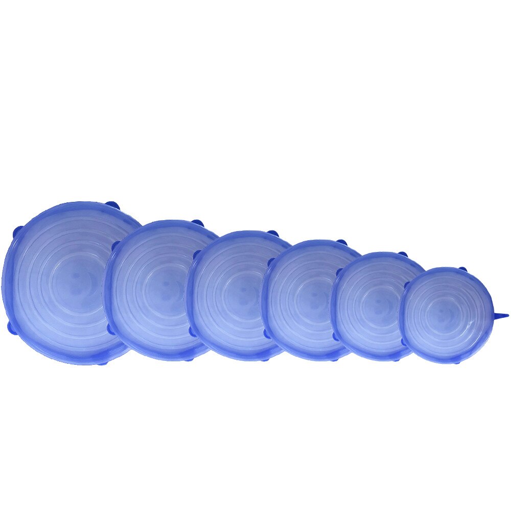 Set de couvercles réutilisables universels pour nourriture, 12 pièces, protection alimentaire en Silicone extensible, capuchon magique pour aliments, pour la nourriture: 6Pcs roundBlue
