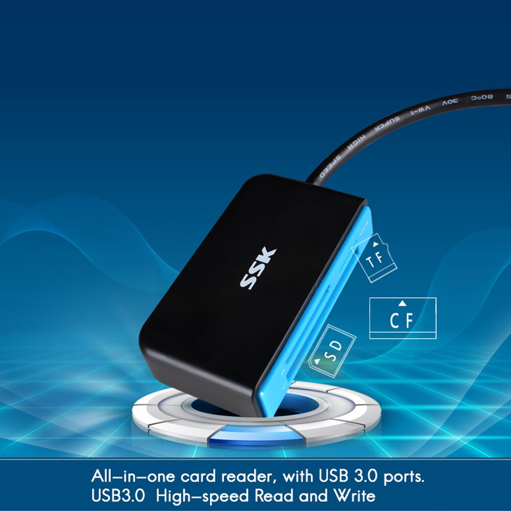 Ssk usb 3.0 alle  in 1 sd kortlæser, der understøtter sd/tf/cf-kort med 5 gbps super-speed smart flash-hukommelseskortlæser scrm 330