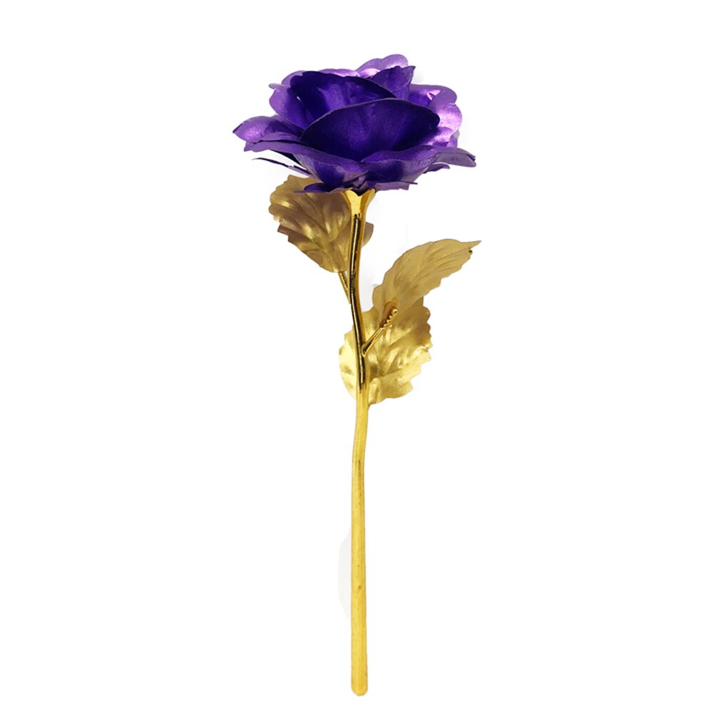 Alla hjärtans dag rosblomma 24k guldfolie rosblomma guldpläterad ros dekorativ bästa rosbukett: Lila