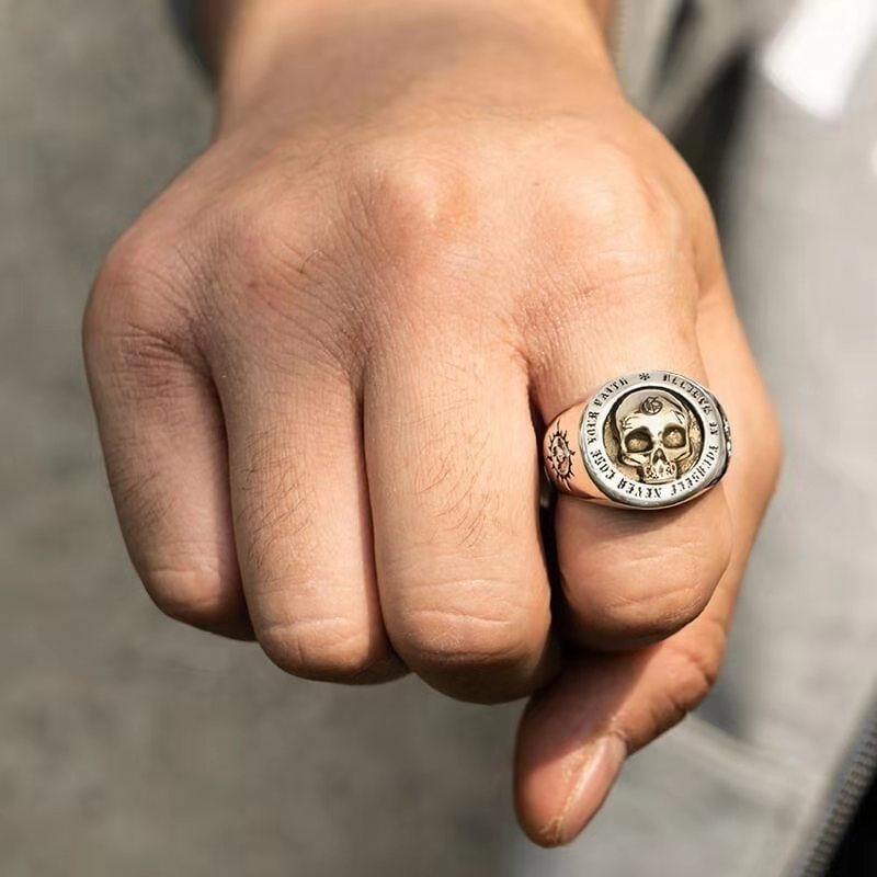 Männer der Herrschsüchtige Schädel Ringe für Motorrad Party Dampf Punk Hüfte hüpfen Felsen Radfahrer Ringe Edelstahl Ringe Schmuck