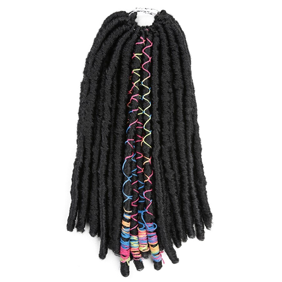 Golden beauty 18 " lange faux locs syntetiske flette hår extensions bløde hæklede fletninger hår med farve linje dreadlocks styles: #1b / 7 stk / parti