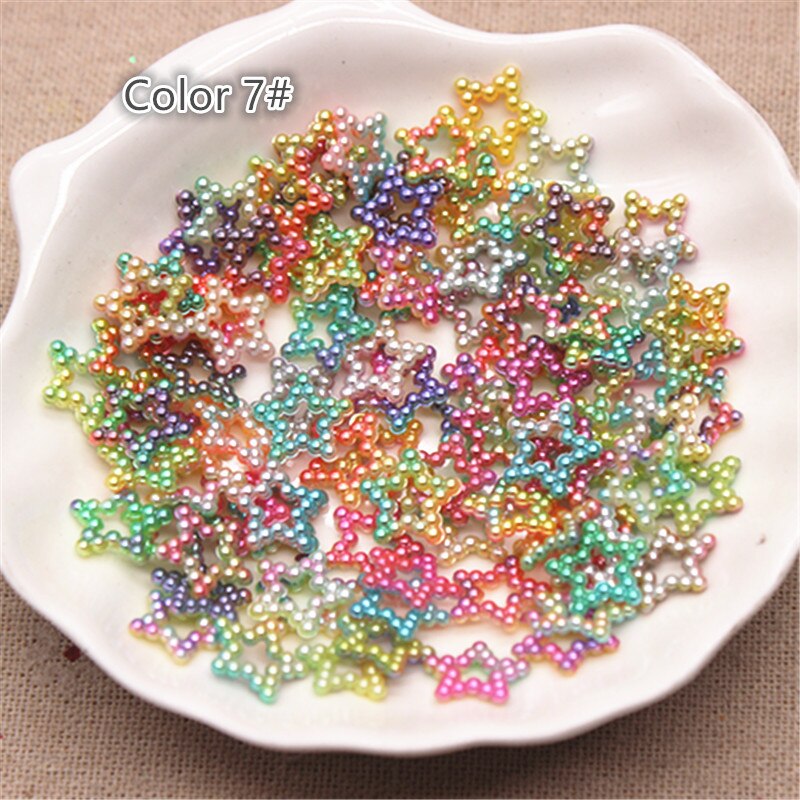 100 stk 12mm enhjørning farge abs perle stjerne form cabochons scrapbooking rekvisita festdekorasjon konfetti gjør selv håndverk: 7