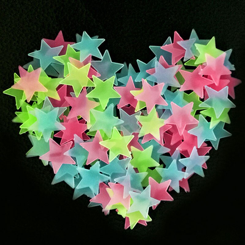 100 stks/zak 3cm Glow in The dark Fluorescent Kids Lichtgevende Speelgoed Kleurrijke PVC Star Stickers Speelgoed Voor Kinderen Kamer decoratie