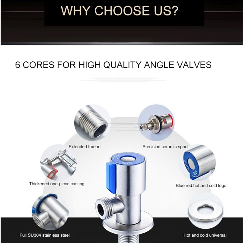 Angle Valves 304 Stainless Steel Brushed Finish Filling Valve Bathroom Accessories Angle Valve For Toilet Sink