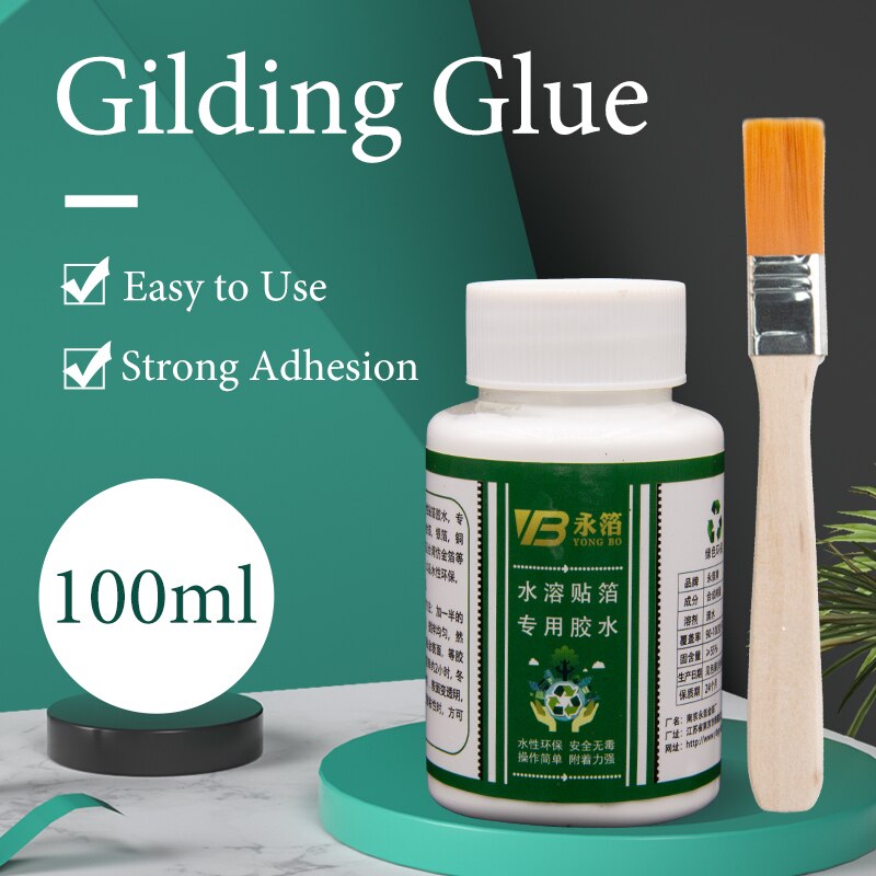 Colle à base d'eau pour dorure, feuille d'or, pour feuilles d'or, papier artisanal, décoration de maison, adhésif puissant, 100ml