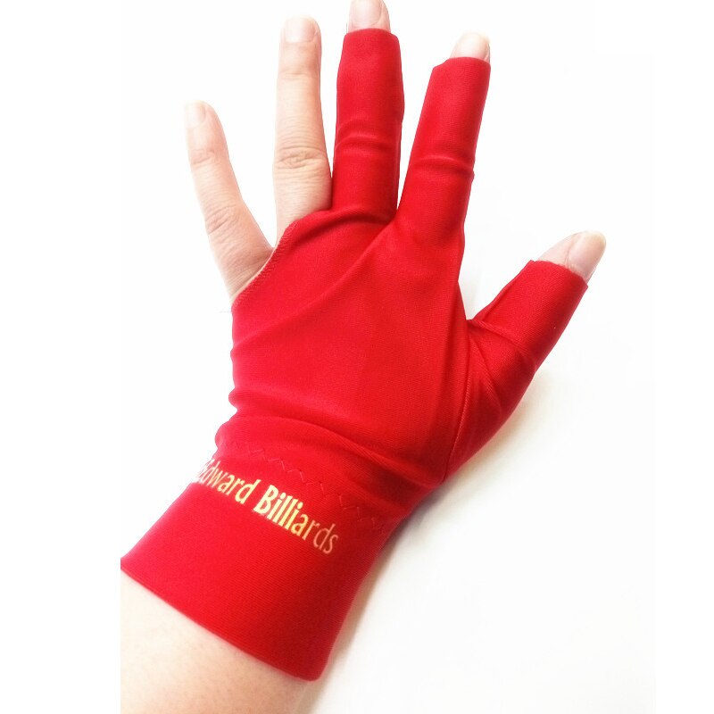 Gants de billard noirs spéciaux anti-transpiration antidérapants de haute qualité à trois doigts ouverts: Rouge