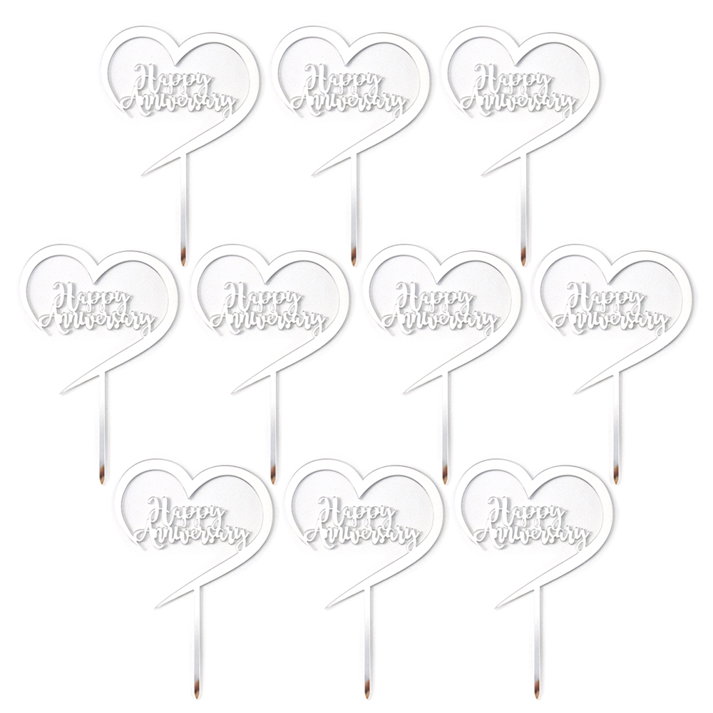 PACK of 10 PCS Happy Anniversary Cake Topper Acrylic Cake Decoration for Anniversary Celebration Gold / Rose Gold: H (PACK of 10PCS)